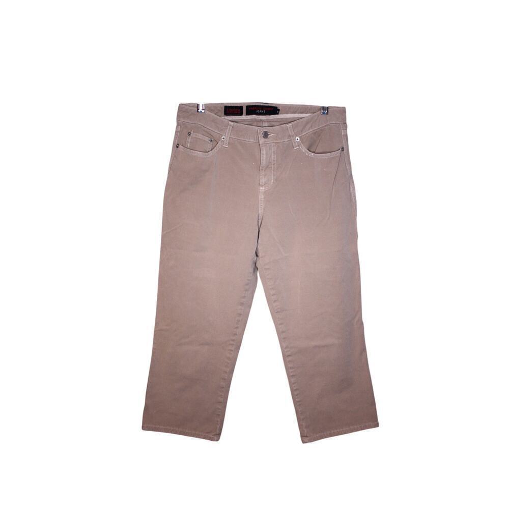 Fabrizio Gianni Jeans Tan Brown Cropped Capri Pants Stretch Comfort 8